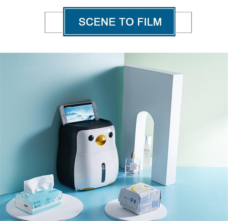 Creative Penguin Toilet Roll Paper Holder Waterproof Wall Mounted