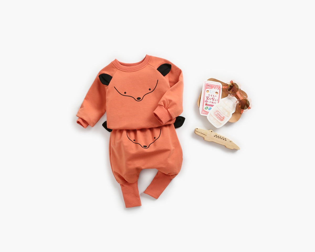 Baby Cartoon Animal Pattern Hoodie Combo Big PP Pants Sets