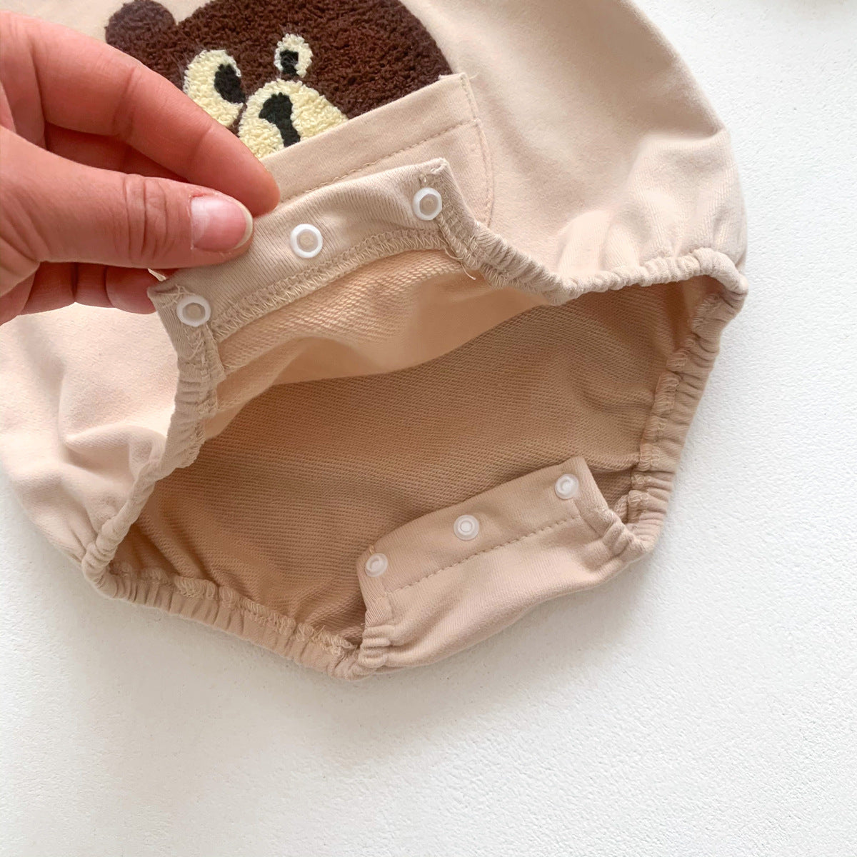 Baby Solid Color Cartoon Embroidered Design Long Sleeve Triangle