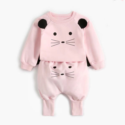 Baby Cartoon Animal Pattern Hoodie Combo Big PP Pants Sets