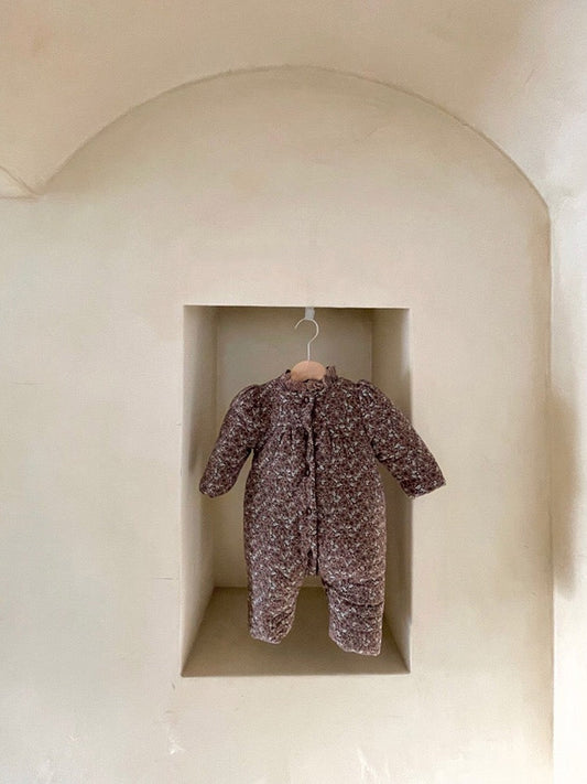 Baby 1pcs Vintage Style Flower Print Pattern Thickened Rompers