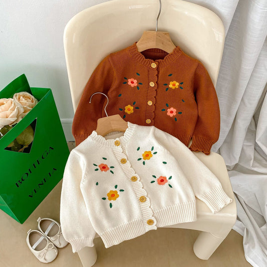 Baby Girl Flower Embroidered Design Cardigans