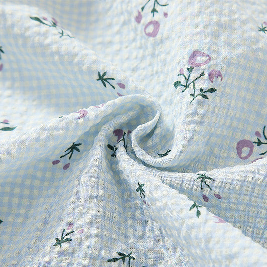 Baby Girl Flower Graphic Bow Tie Decoration Plaid Dress