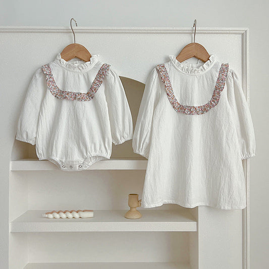 Floral Pattern Pullover Autumn Dress And One Piece Bodysuit