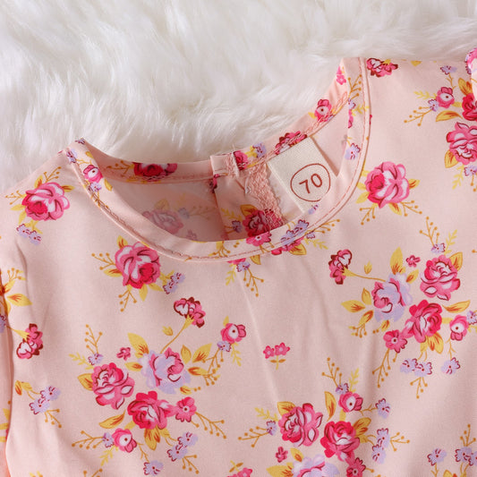 Baby Girl Flower Graphic A-Line Onesies Dress & Headband