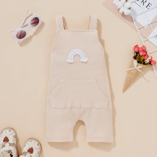 Baby Ribbed Knitted Graphic Rainbow Embroidered Pattern Sleeveless