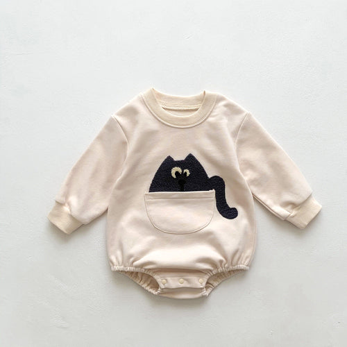Baby Solid Color Cartoon Embroidered Design Long Sleeve Triangle