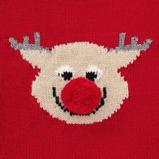 Baby Christmas Elk Pattern Solid Color Knitted Sweater Rompers