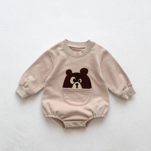 Baby Solid Color Cartoon Embroidered Design Long Sleeve Triangle