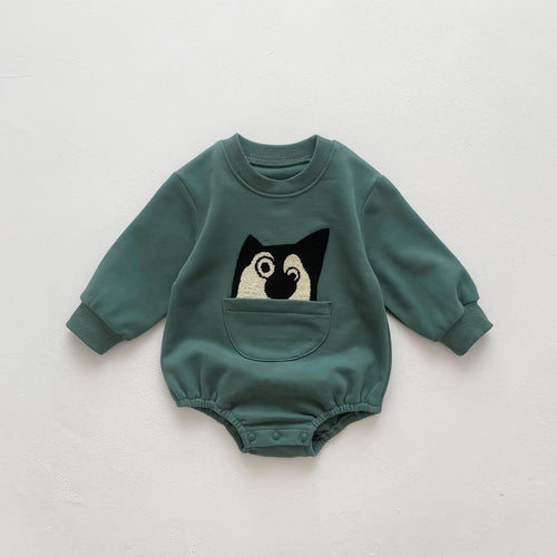 Baby Solid Color Cartoon Embroidered Design Long Sleeve Triangle