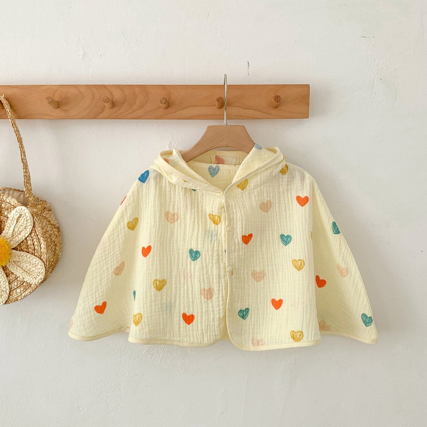 Summer Baby Girl Colorful Heart Pattern Breathable Sun-Resistant Cape