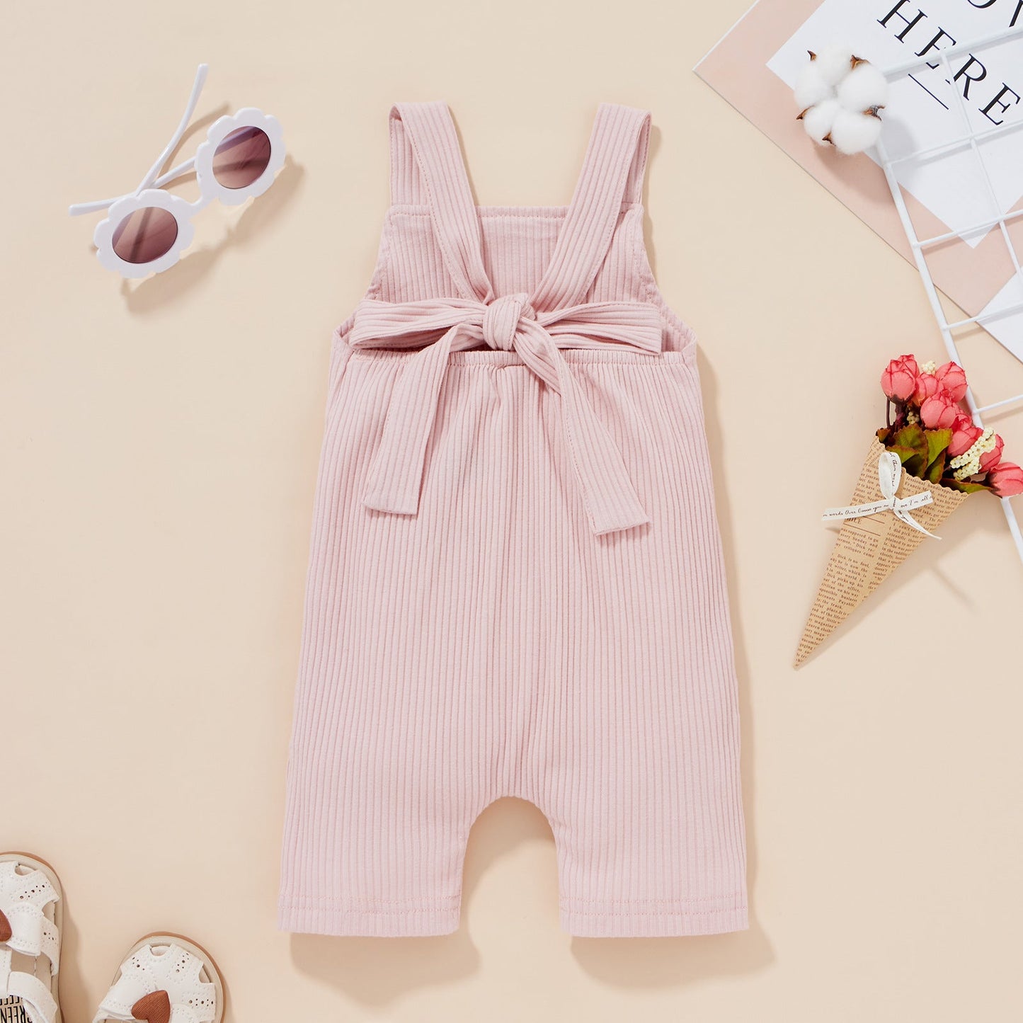 Baby Ribbed Knitted Graphic Rainbow Embroidered Pattern Sleeveless