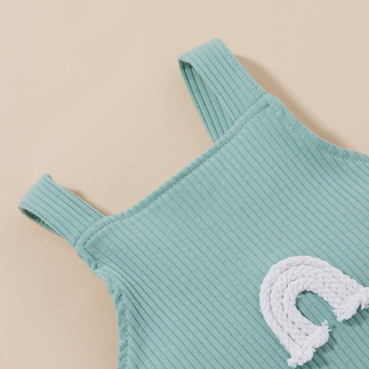 Baby Ribbed Knitted Graphic Rainbow Embroidered Pattern Sleeveless