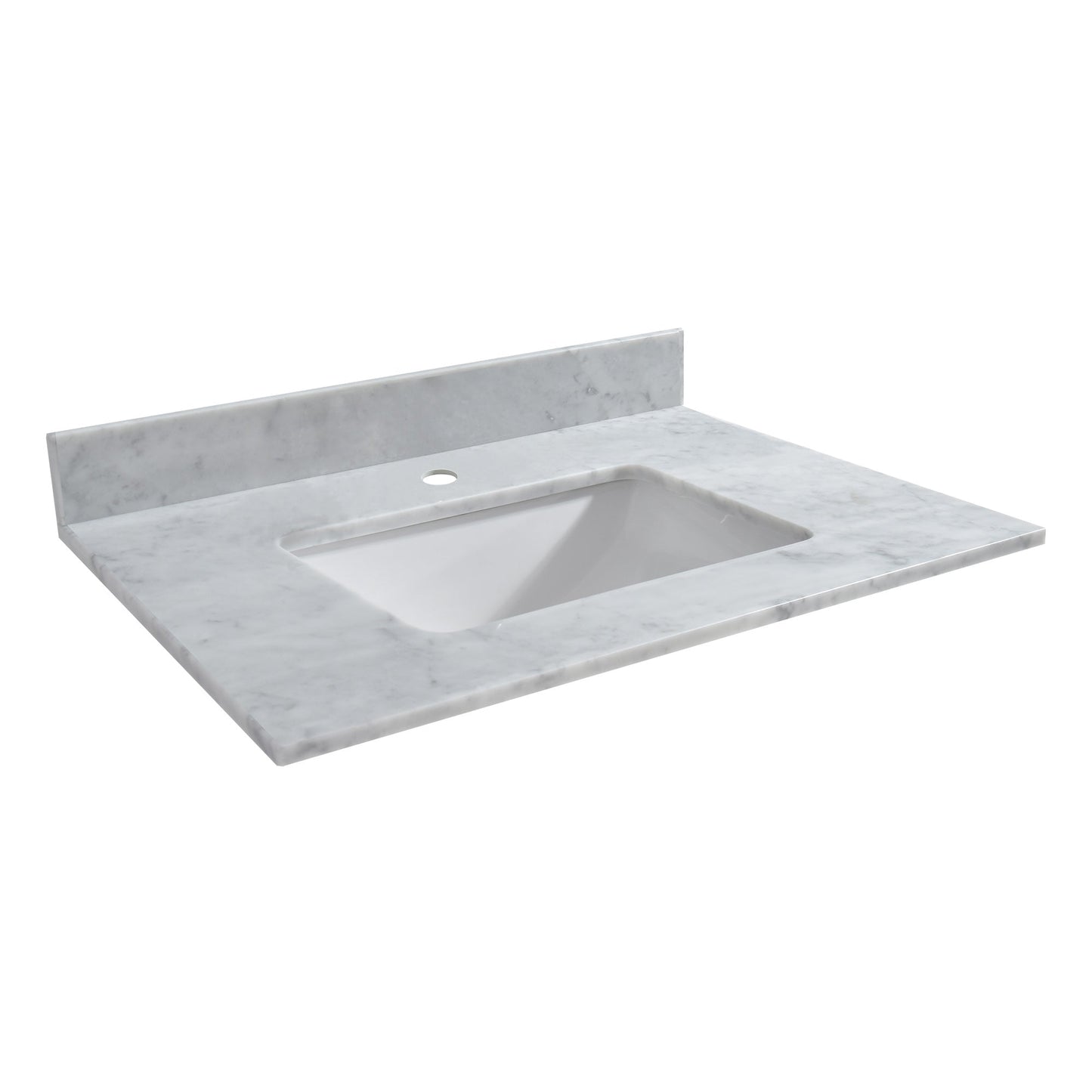 WOODBRIDGE 43" x22" Vanity Top with Single Under Mount Rectangle Bowl, Carrara White Marble, Pre-drilled with Single hole Faucet set up Option