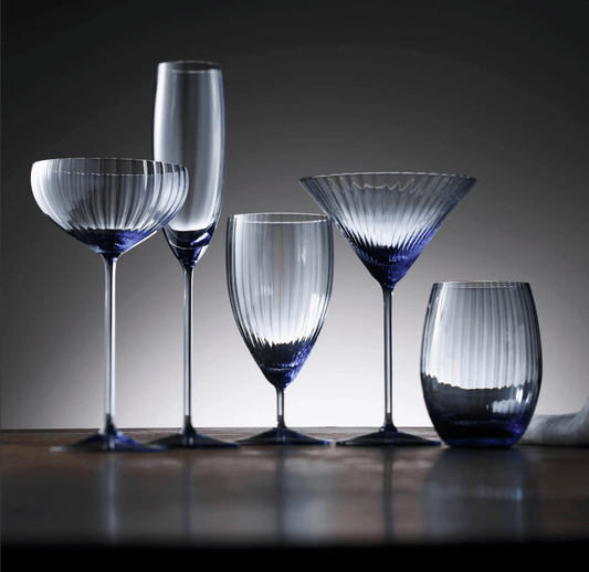 Quinn Ocean Blue Mouth-Blown Crystal Glassware – Premium Coastal Entertaining