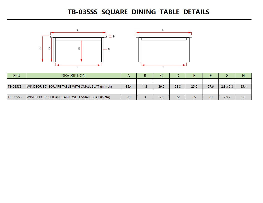 Windsor 35" Square Bistro Table