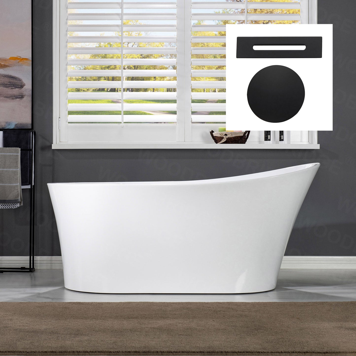 WOODBRIDGE 67" Acrylic Freestanding Bathtub Contemporary Soaking Tub