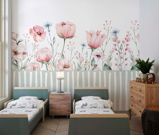 Pinky Tulips Bouquet Mural | Kitchen + Metal