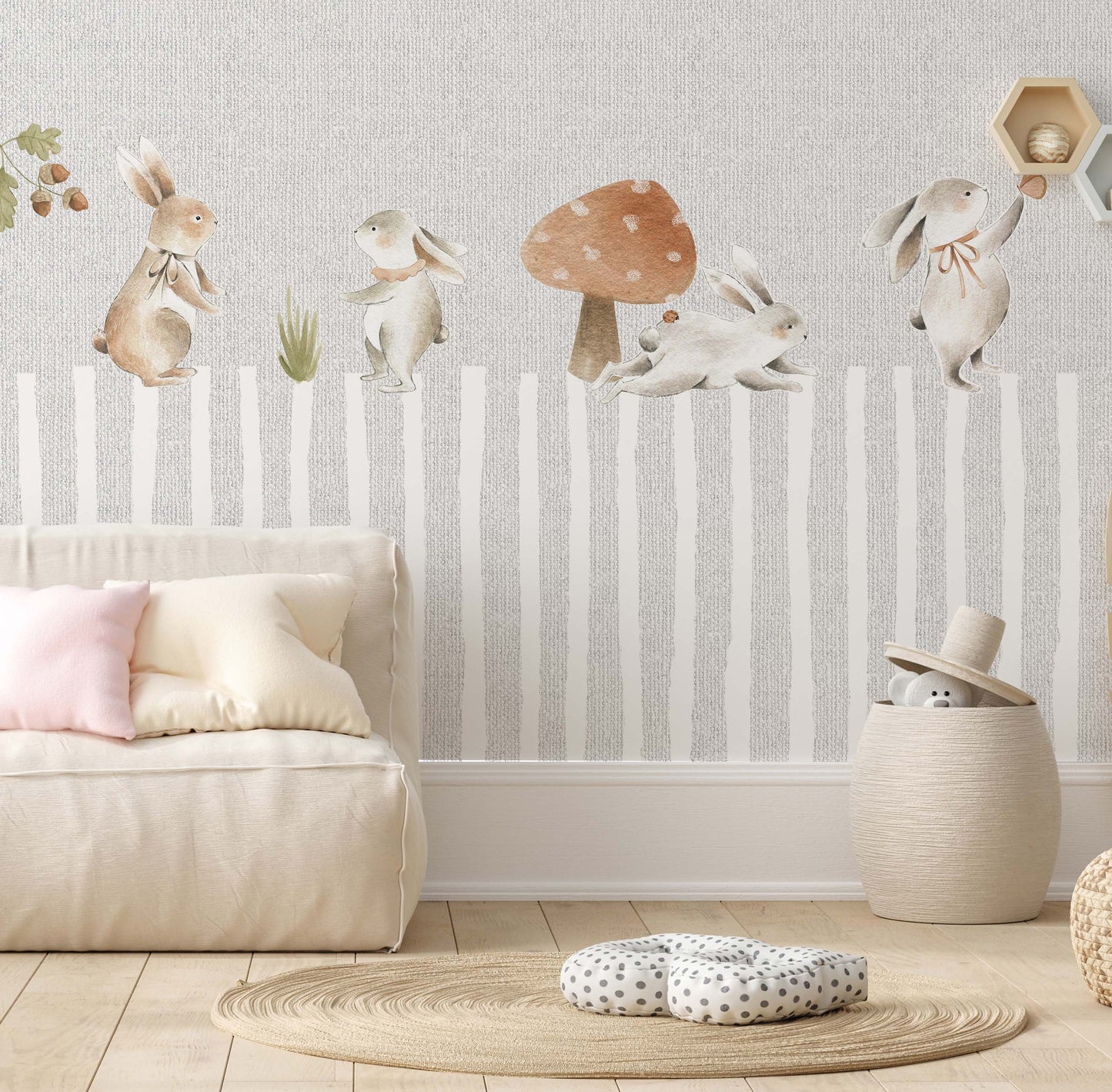 Whimsical Bunny Adventure Mural | Kitchen + Metal