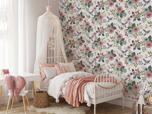 Blue Peony Wallpaper | Kitchen + Metal