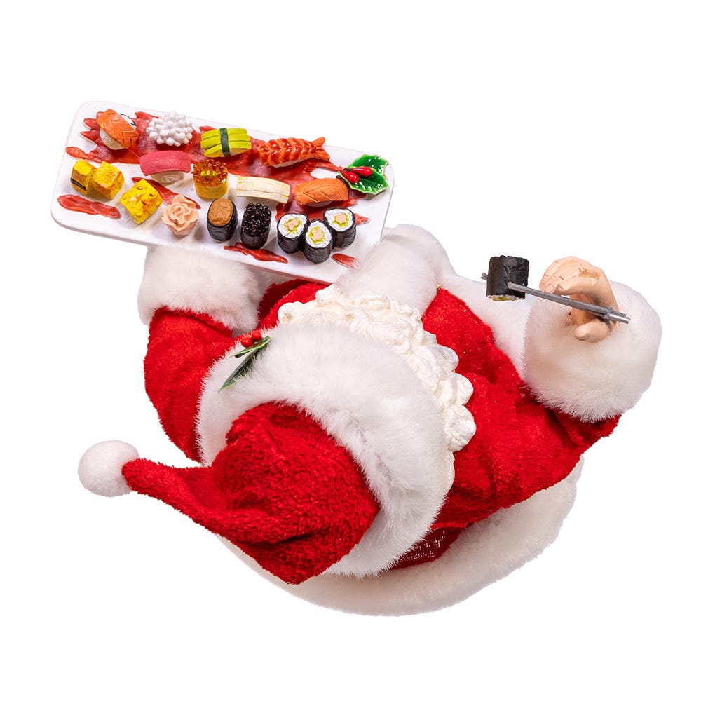 Sushi Platter Santa Figurine - 10.5 Inch