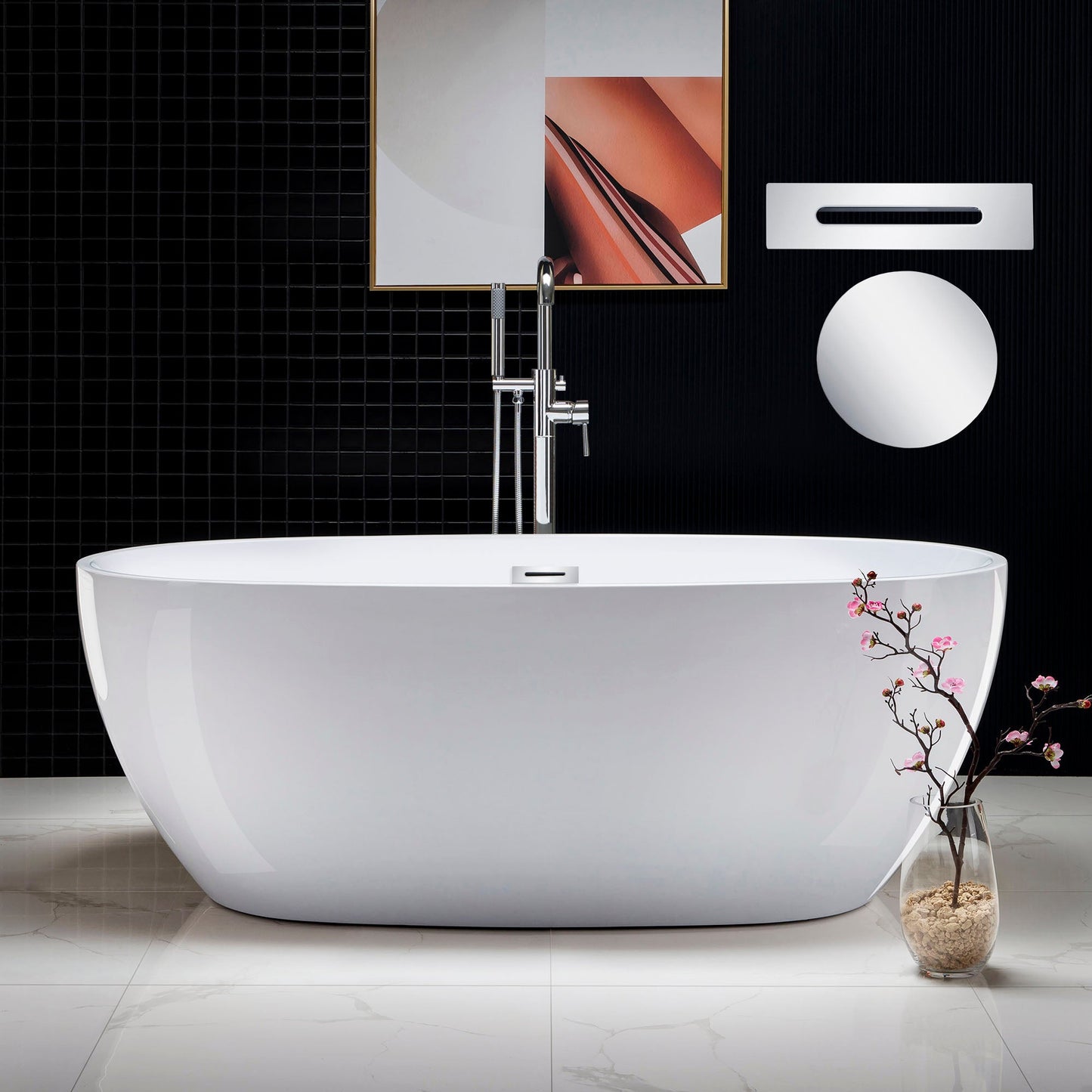 WOODBRIDGE 67" Acrylic Freestanding Bathtub Contemporary Soaking Tub