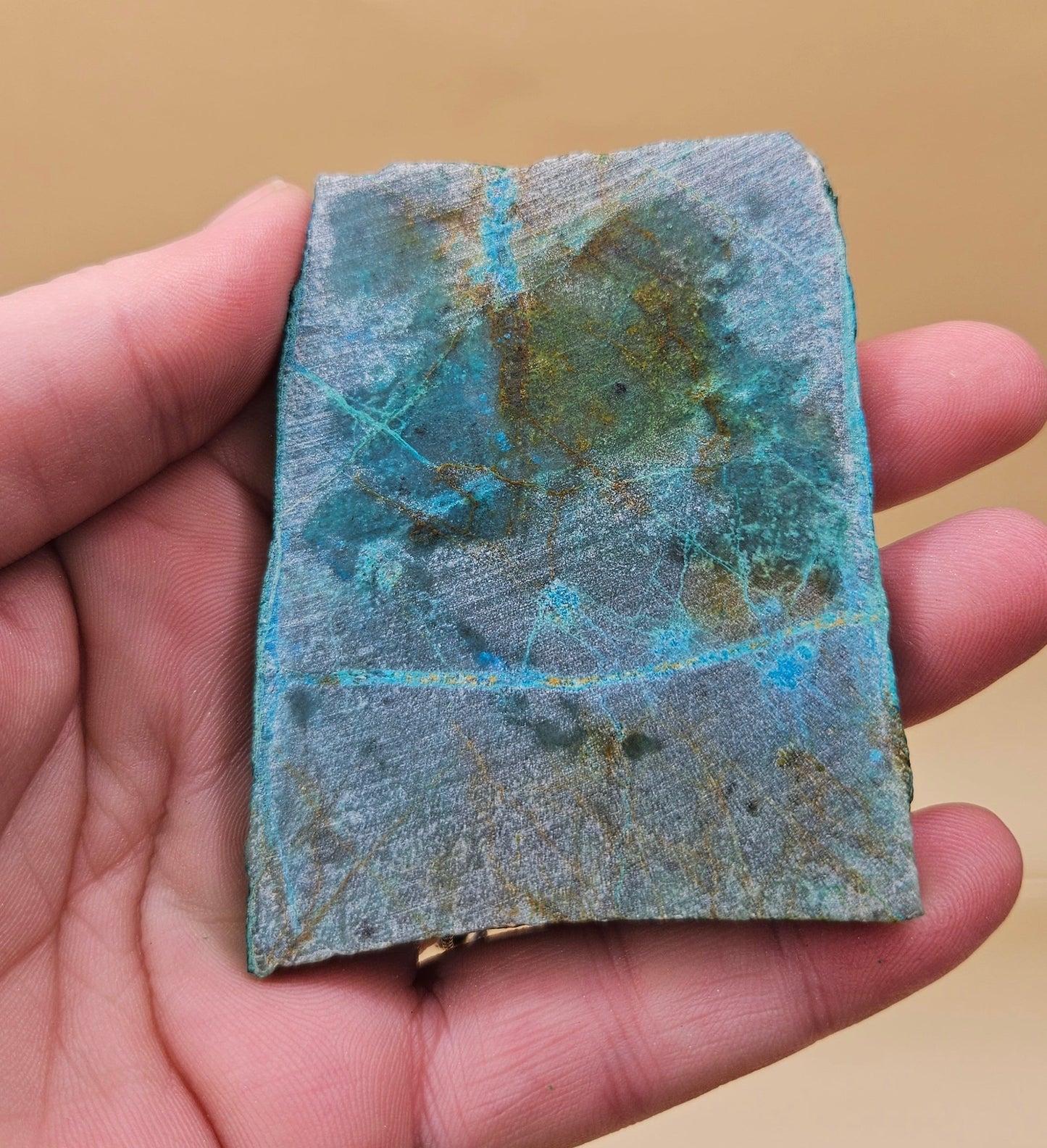 Chrysocolla & Malachite Slab – Teal & Green Copper Mineral – 65g Display Specimen