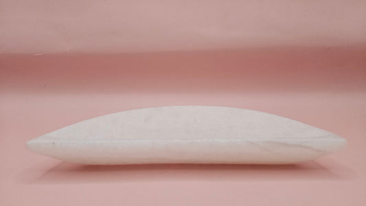 White Onyx Crescent Shallow Bowl – 5.7" Carved Stone Dish