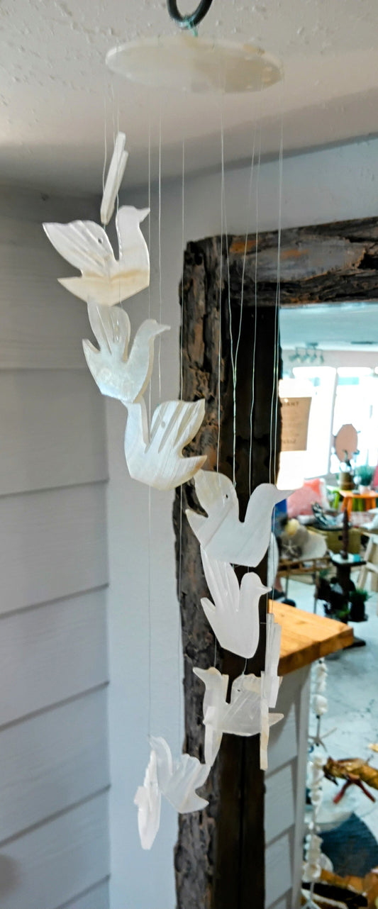 Hand-Carved Onyx Bird Wind Chime – 17” Hanging Mobile
