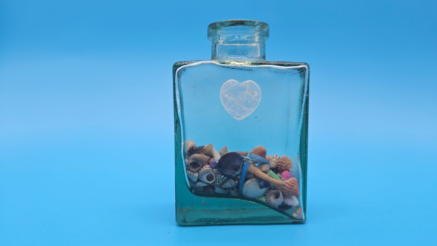 Glass Bottle with Heart – Coastal Home Decor Shell Accent