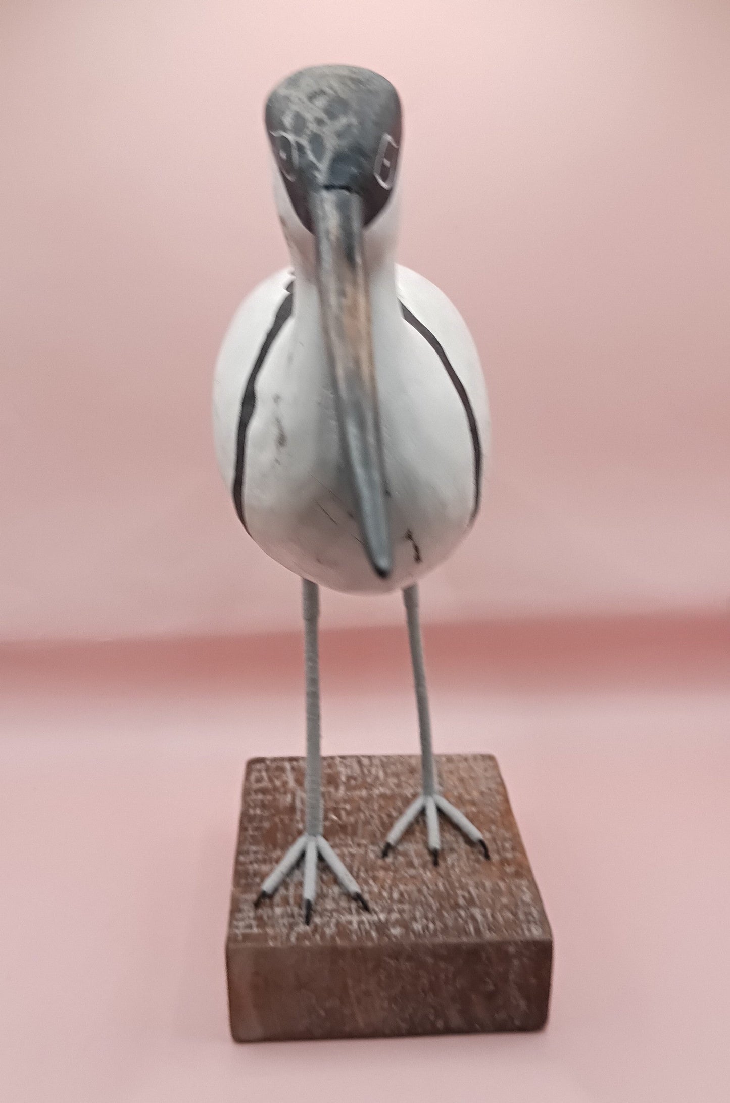 Wooden Avocet Bird Sculptures – 12-13” Coastal Shore Birds on Stands, Two Styles