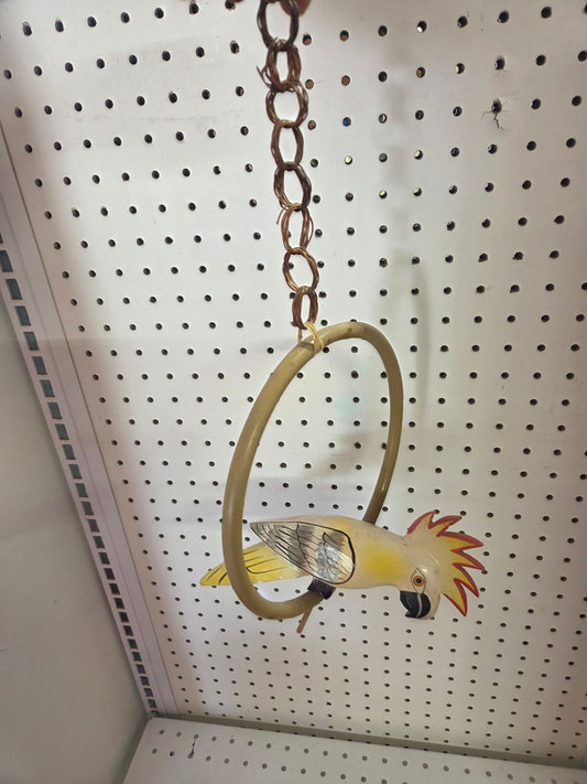 Vintage hanging cockatiel- patio/ tiki decor