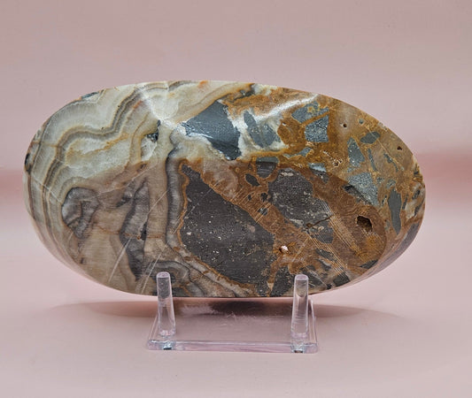 Polished Onyx Dish – Abstract Natural Stone Tray 7.5x5"