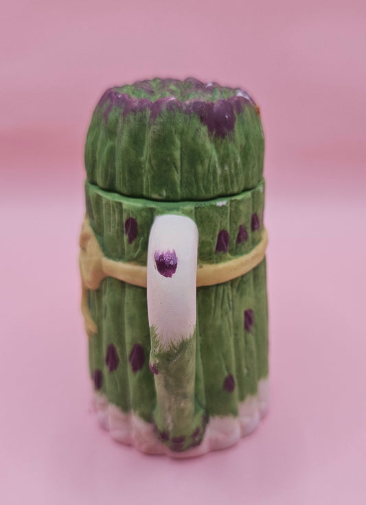 Vintage Asparagus Miniature Ceramic Teapot with Lid – Vegetable Kitchen Decor – 3.6x3.3