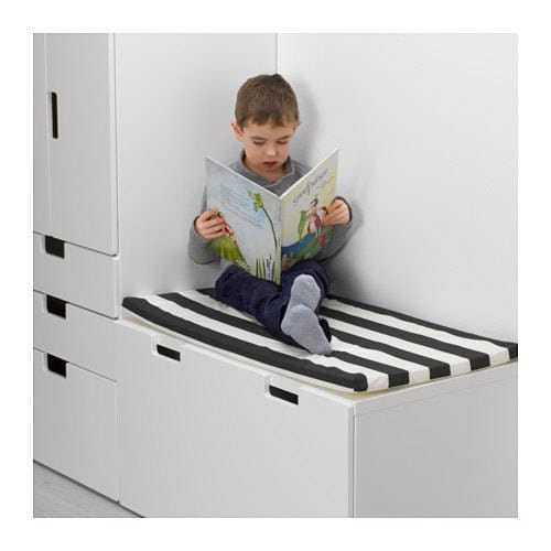 SALE IKEA Bankkamrat, Hemmahos, Stuva Bench Pad Cover, Navy Blue Woodgrain