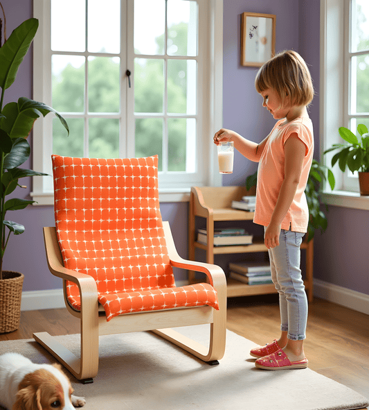 Orange Geometric Pattern Cushion Cover, Compatible with IKEA Children's Poang