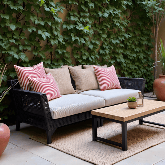 2 Pack Outdoor Seat Covers | Beige Stripe | Compatible with IKEA Duvholmen Inner Cushion