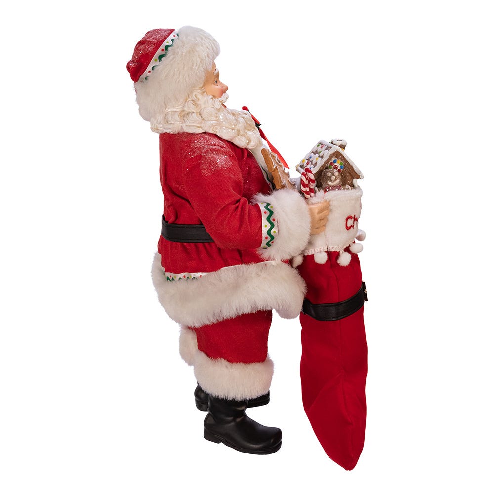 Fabriche Gingerbread Santa With Stocking and Wreath