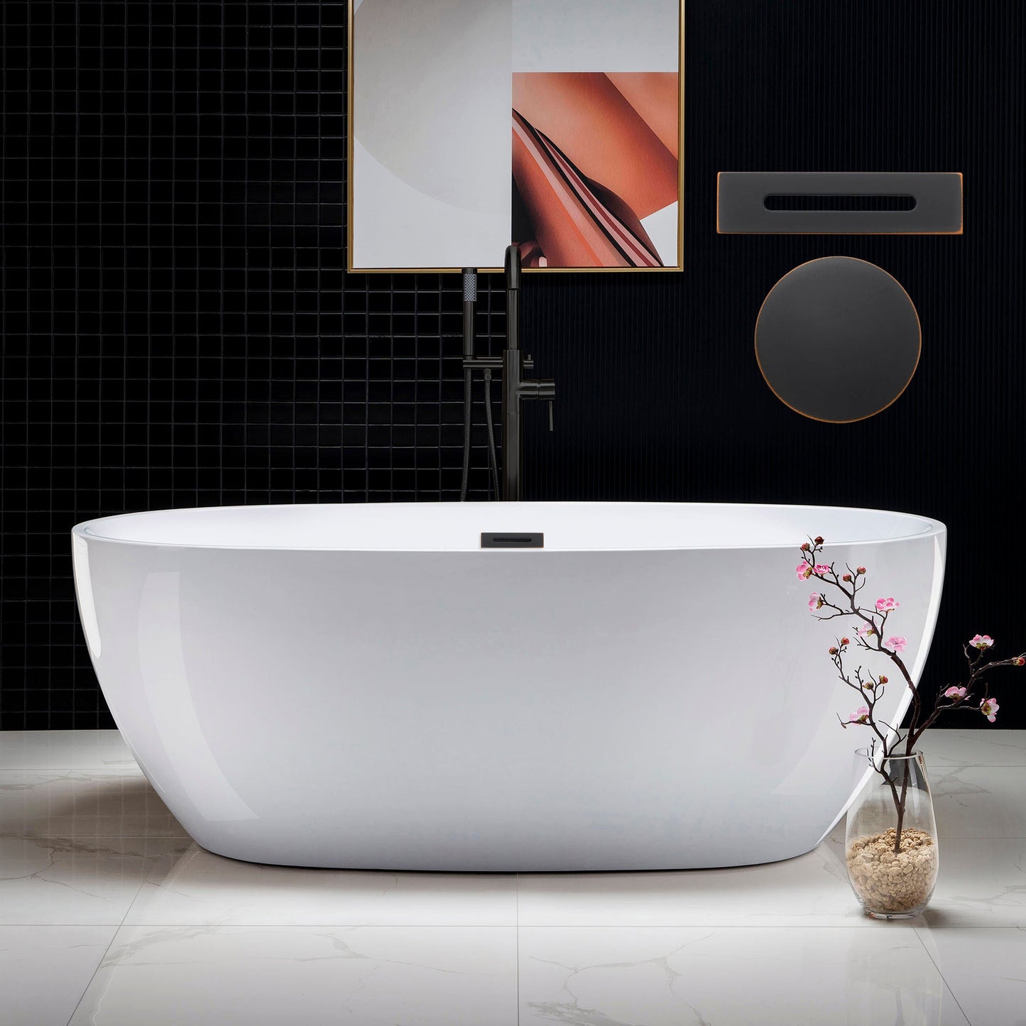 WOODBRIDGE 67" Acrylic Freestanding Bathtub Contemporary Soaking Tub