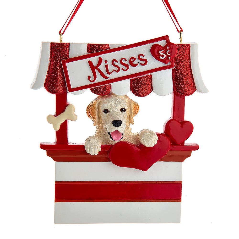 Dog Kisses - Kissing Booth Ornament - Yellow Lab