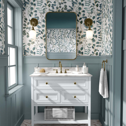 Turquoise Leaves Wallpaper | Kitchen + Metal