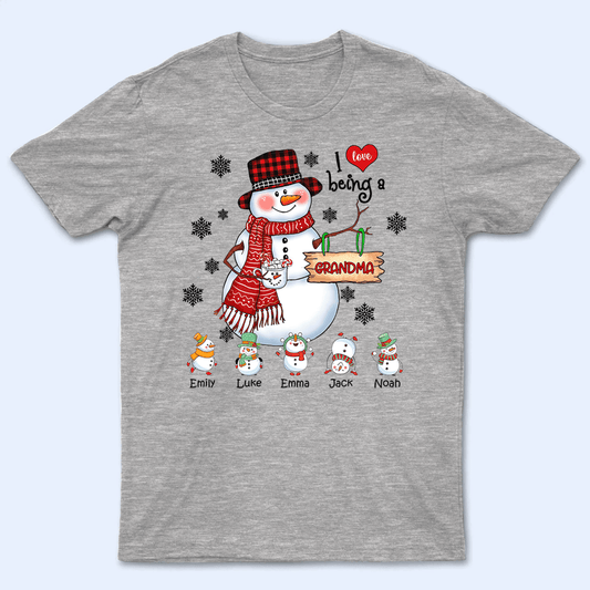 Up to 16 Kids - Snowman Christmas Grandma - Personalized Custom T Shirt - Christmas, Birthday, Loving, Funny Gift for Grandma, Grandpa