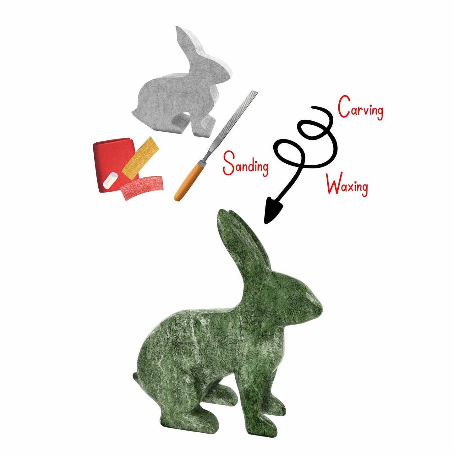 Bunny Soapstone Carving Kit: Safe and Fun DIY Craft for Kids and