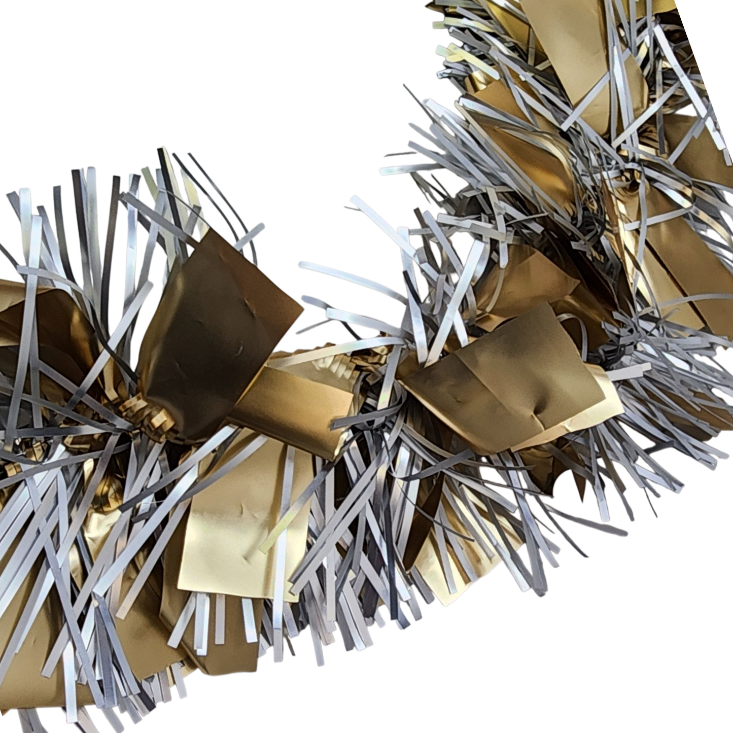 12 foot 4 Ply Luxury Matte Tinsel Garland - Silver/Gold