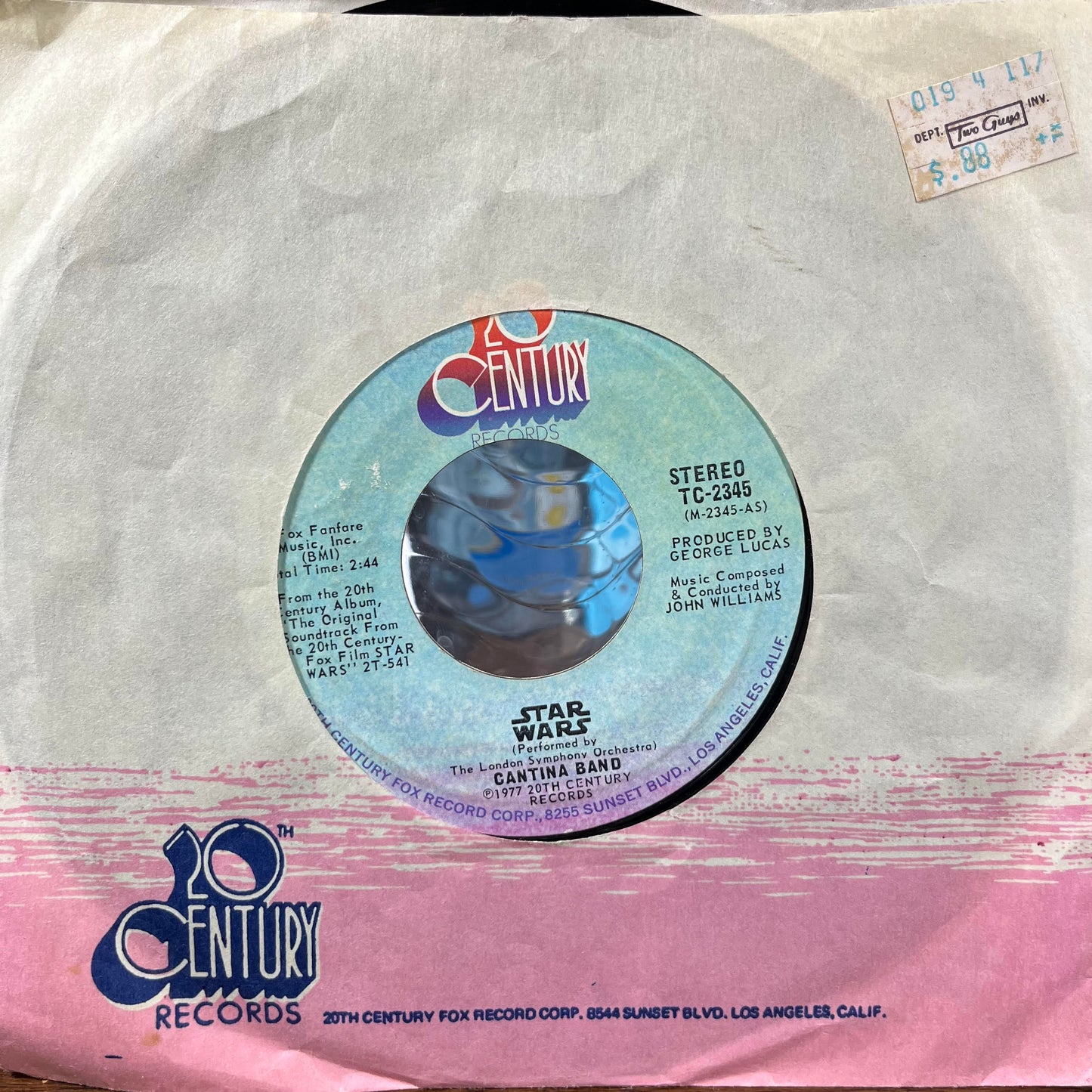 Cantina Band / Star Wars (Main Title) (7" VINYL) | Very Good Plus Plus (VG++) Excellent (EX)