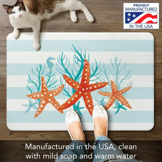 Starfish Stripe 30” x 20” Decorative Vinyl Comfort Floor Mat