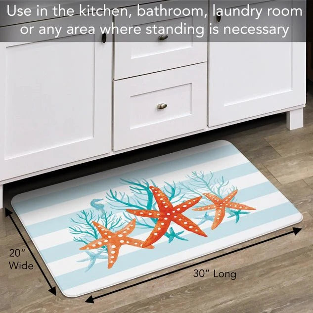 Starfish Stripe 30” x 20” Decorative Vinyl Comfort Floor Mat