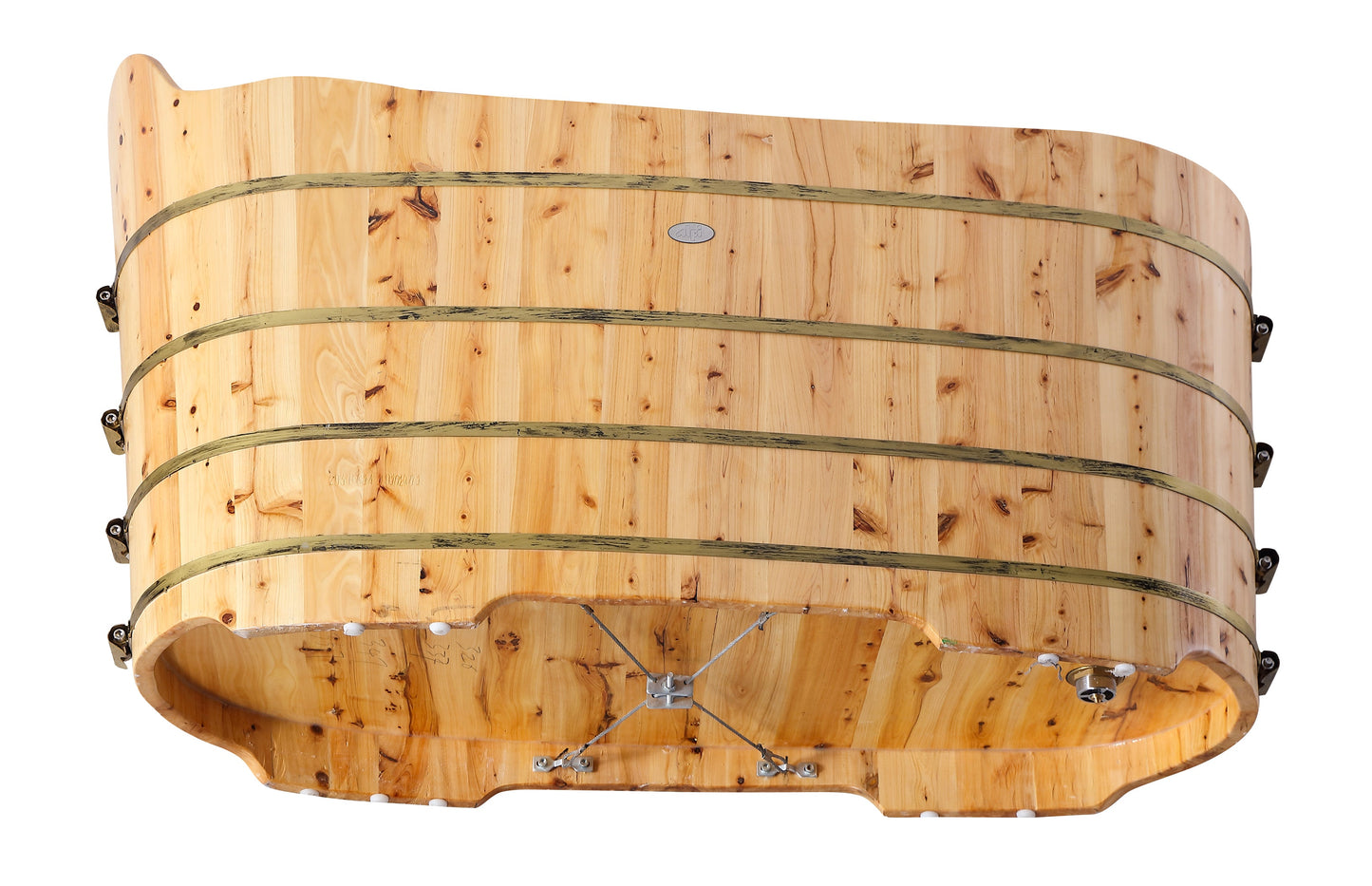 ALFI brand AB1103 59" Free Standing Cedar Wood Bathtub with Bench