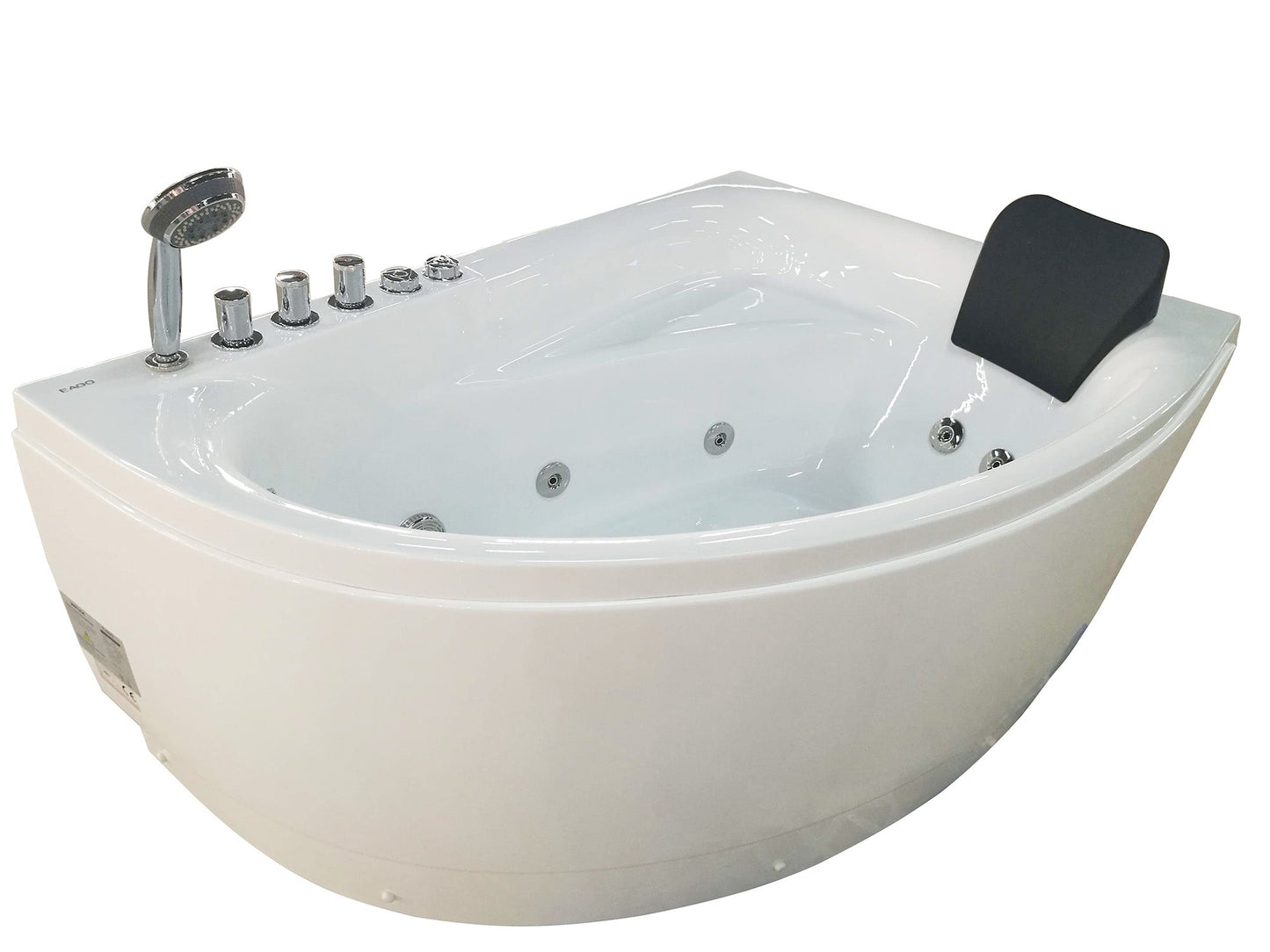 EAGO AM161-L 5' Single Person Corner White Acrylic Whirlpool Bath Tub - Drain on Left