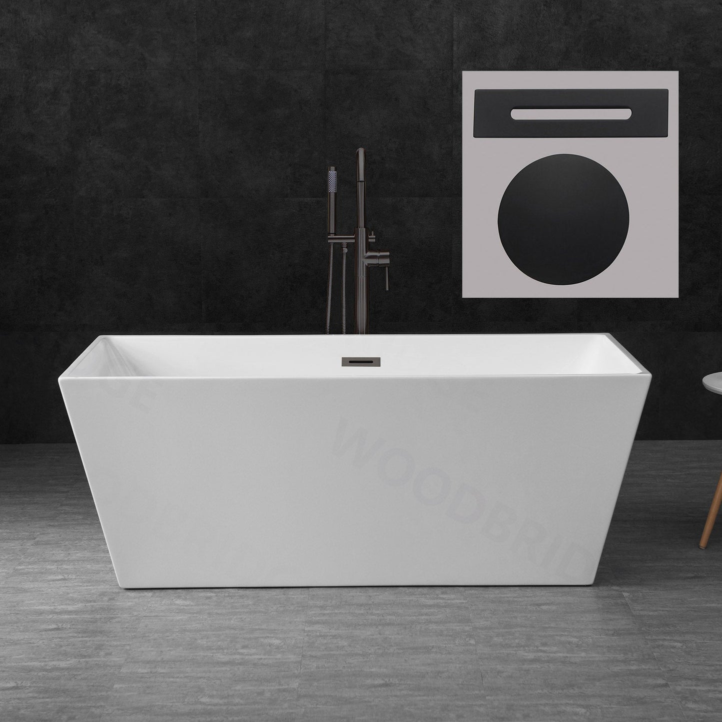 WOODBRIDGE 59" Acrylic Freestanding Bathtub Contemporary Soaking Tub